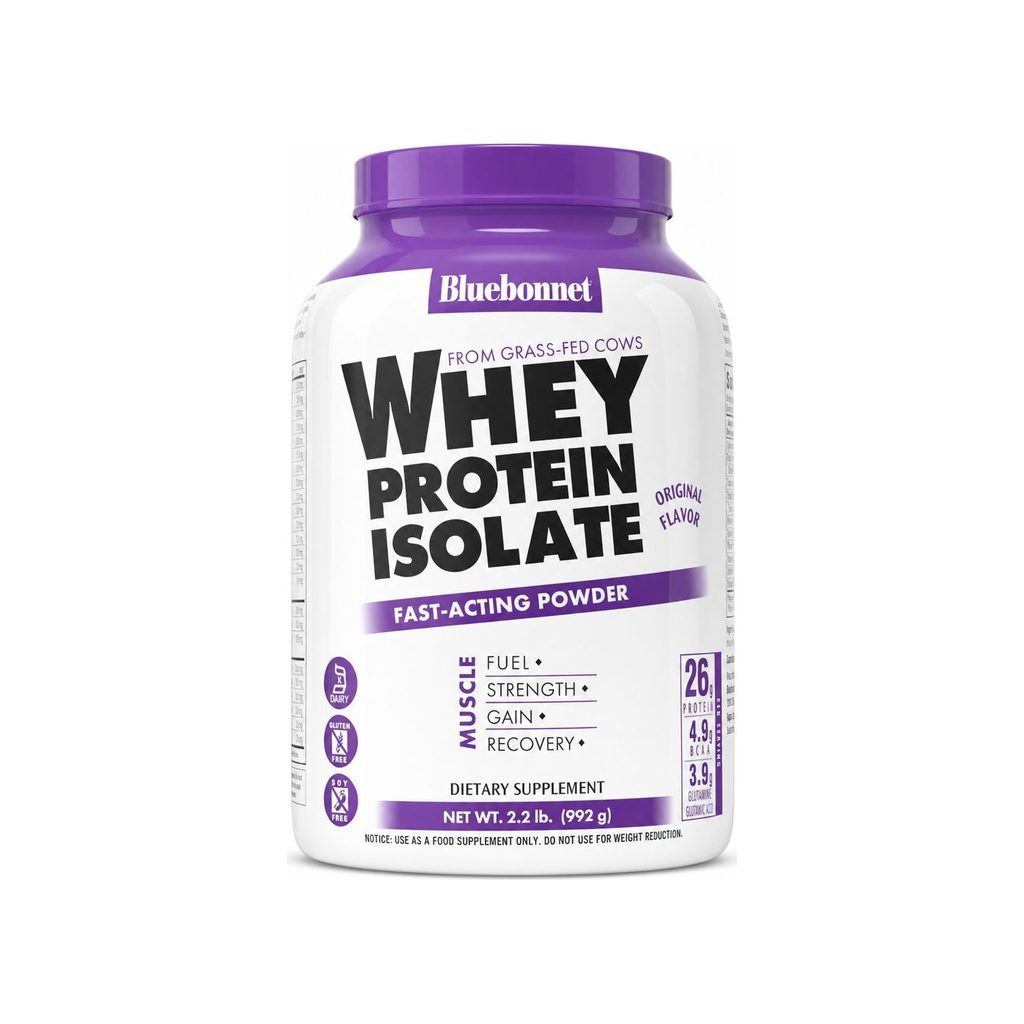 Bluebonnet Nutrition Whey Protein Isolate Original 2.2 lb tub front label