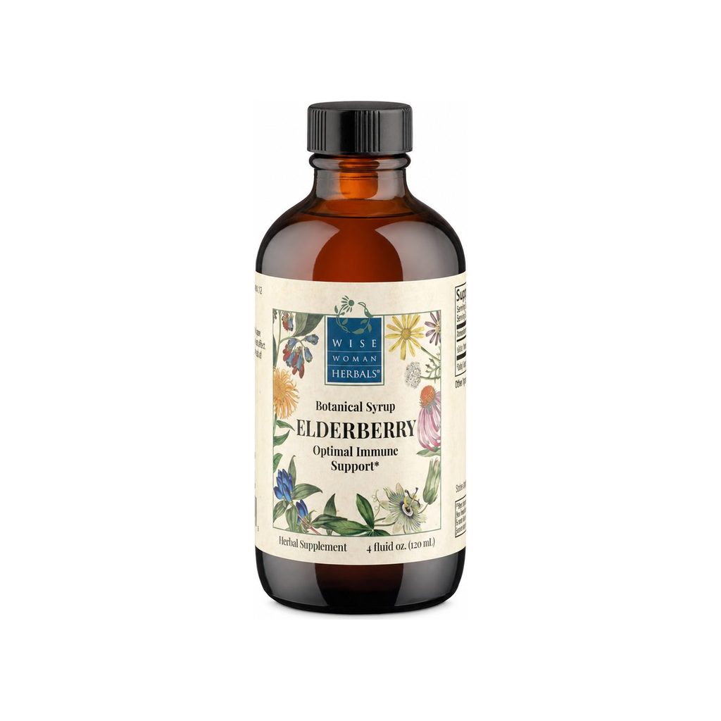 Wise Woman Herbals Elderberry Syrup 4 oz bottle front label