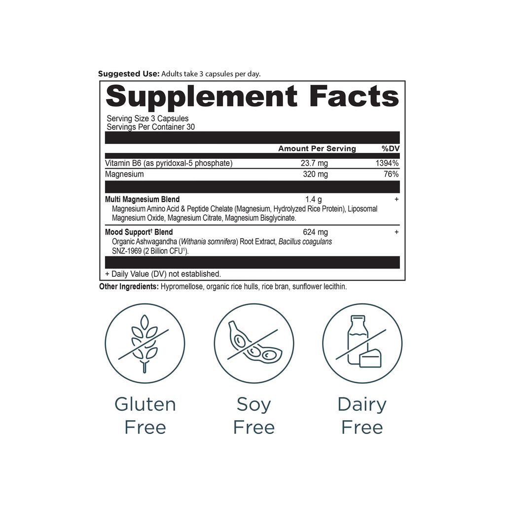 Ancient Nutrition Active Peptides Magnesium Complex supplement facts panel with ingredients and serving size