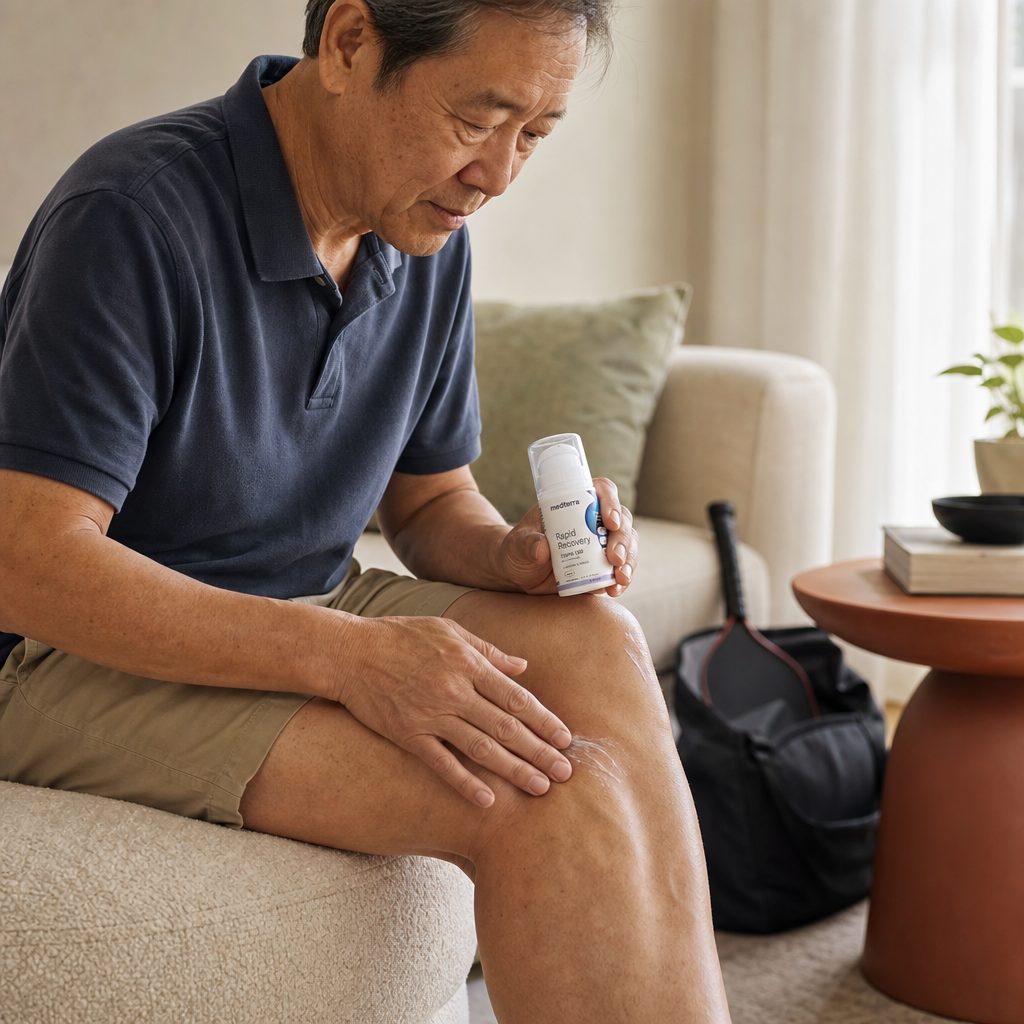 Medterra Rapid Recovery Cream pump bottle for targeted topical use on muscles and joints