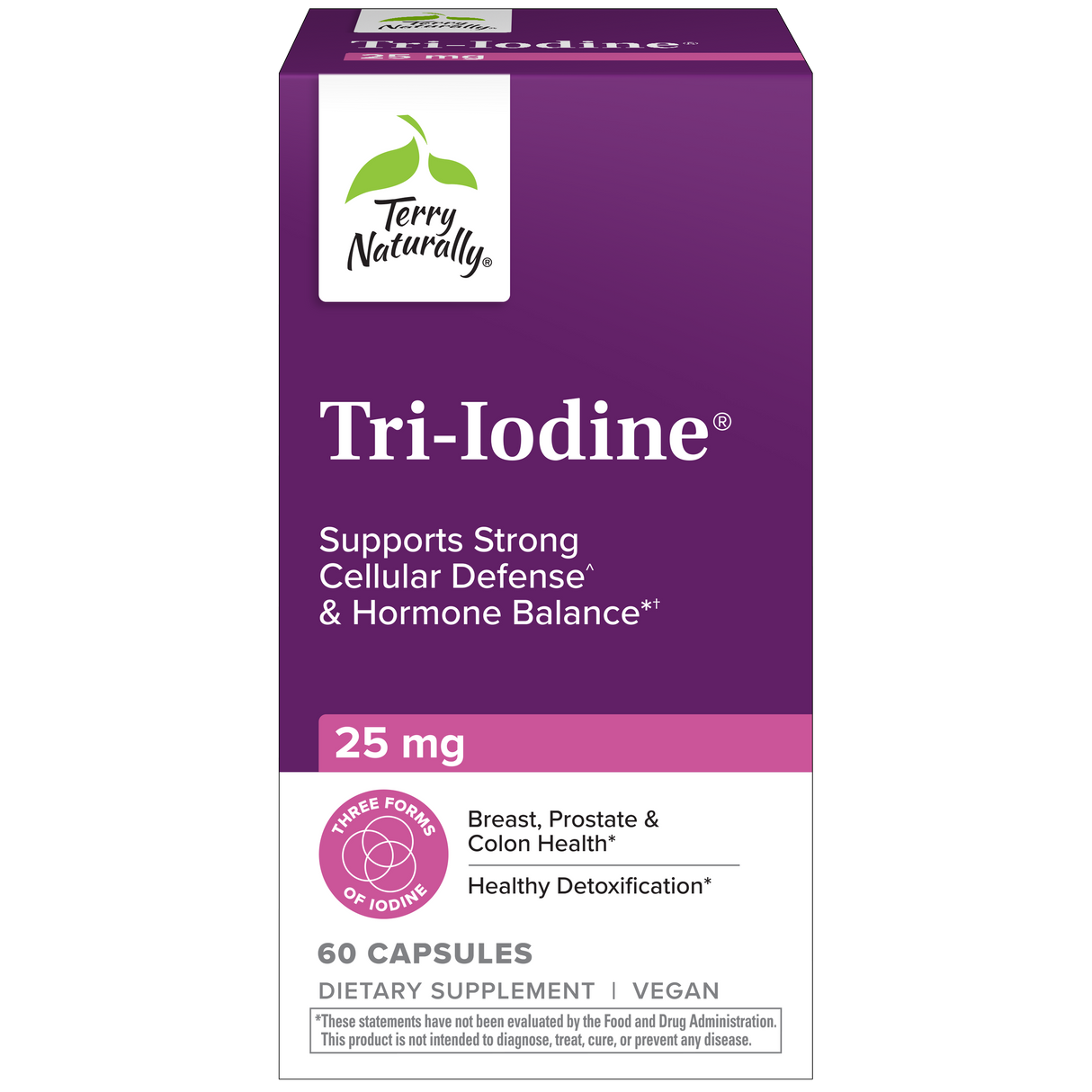 Terry Naturally Tri-Iodine® — 25 mg 60 capsules box, new look