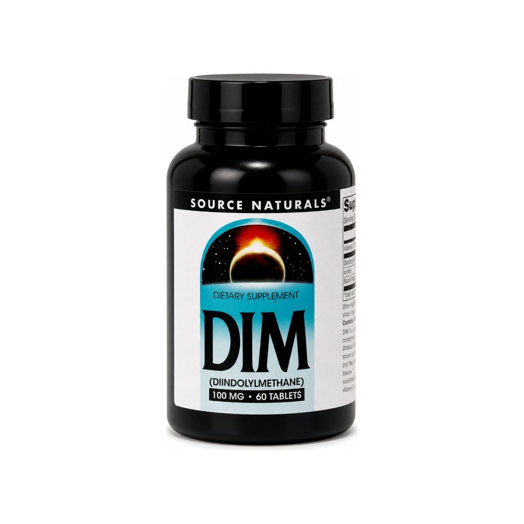 Source Naturals DIM 100mg 60 Tablets front bottle with white label