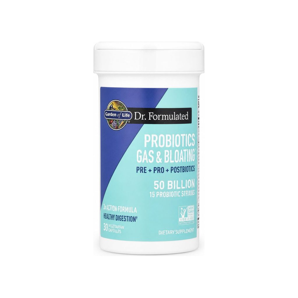 Garden of Life Dr. Formulated Probiotics Gas & Bloating 50 Billion front bottle, 30 capsules