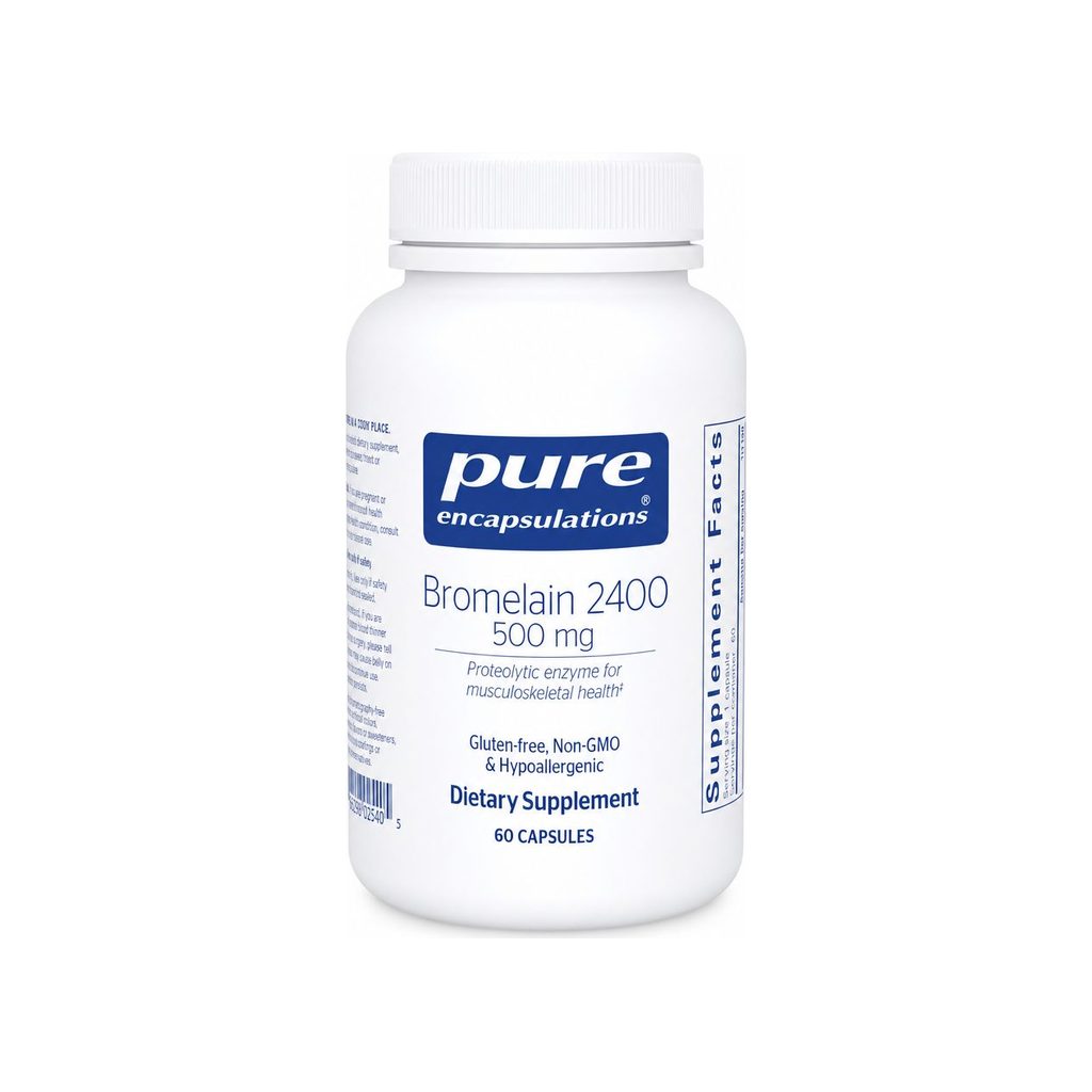 Pure Encapsulations Bromelain 2400 500 mg 60 capsules front bottle label