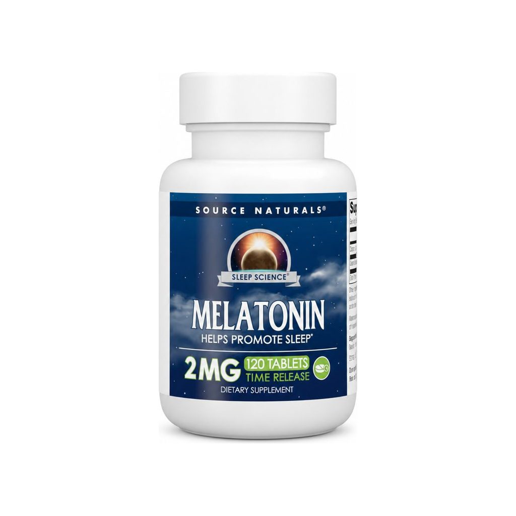 Source Naturals Melatonin 2 mg Timed Release 120 tablets front bottle label