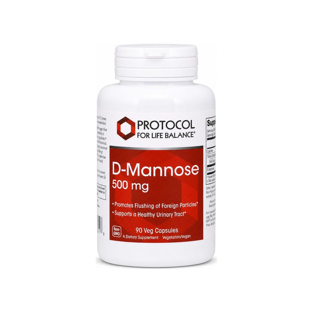 Protocol for Life Balance D-Mannose 500 mg 90 Veg Capsules front bottle label