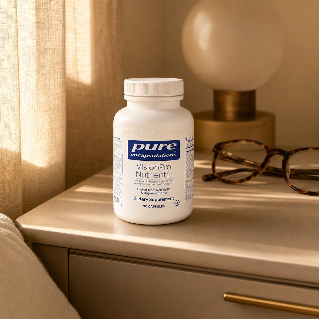 Pure Encapsulations VisionPro Nutrients bottle with white vegetarian capsules