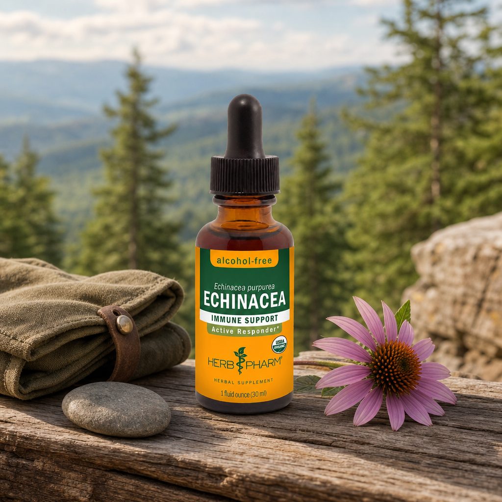 Herb Pharm Echinacea Alcohol-Free 1 oz bottle in a wellness routine setting