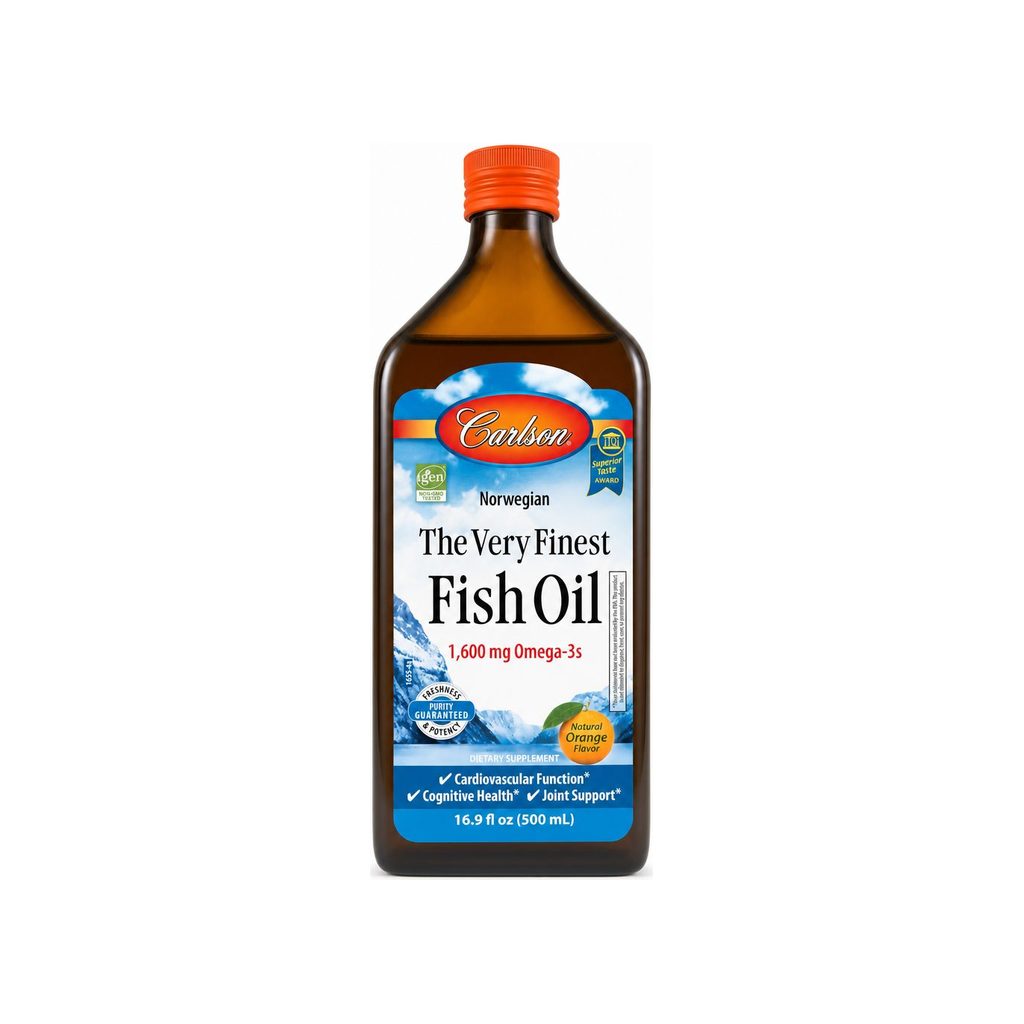 Carlson The Very Finest Fish Oil Orange 16.9 fl oz front bottle label