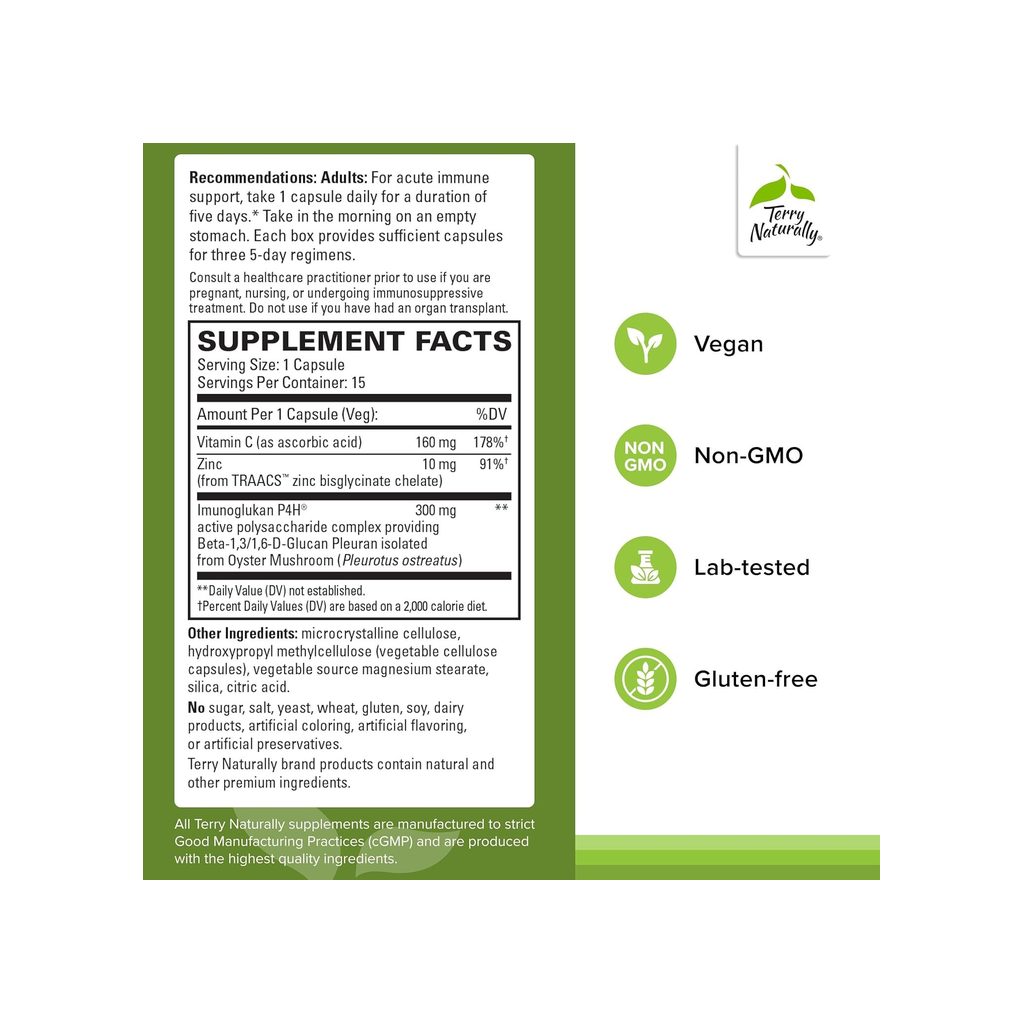 Terry Naturally PleuraMax Extra Strength supplement facts panel listing ingredients and serving size