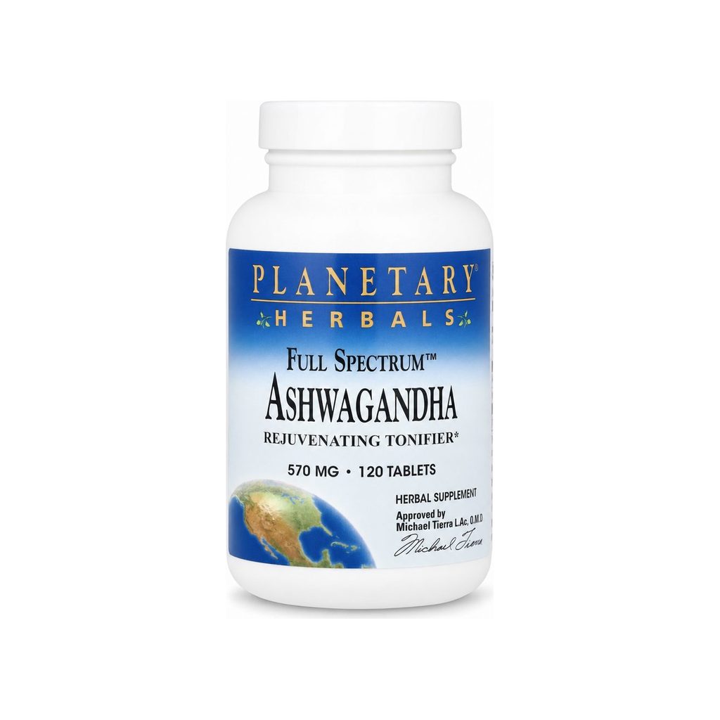 Planetary Herbals Ashwagandha 570mg 120 Tablets front bottle label