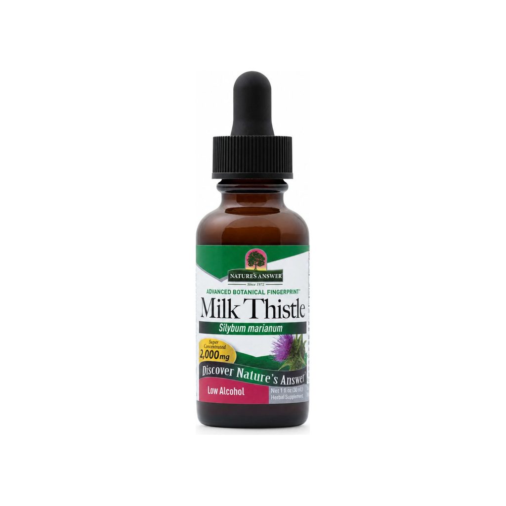 Nature's Answer Milk Thistle 1 oz front bottle with liquid herbal extract label