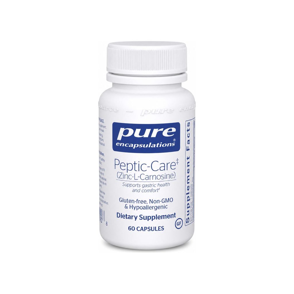 Pure Encapsulations Peptic-Care Zinc-L-Carnosine 60 capsules front bottle label