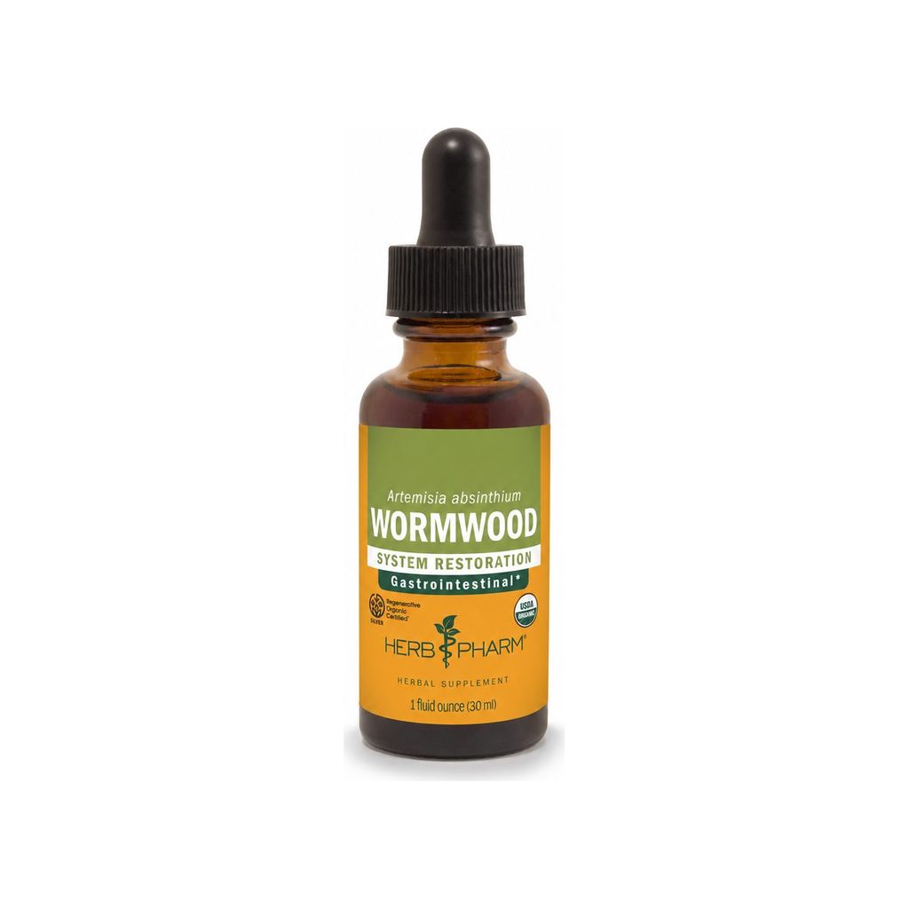 Herb Pharm Wormwood Liquid Extract 1 fl oz front bottle with organic herbal extract label