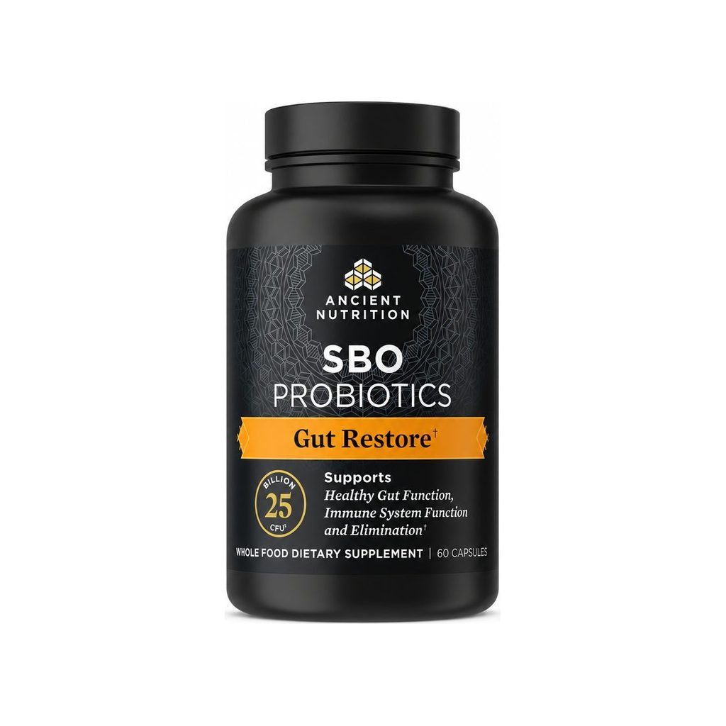 Ancient Nutrition Gut Restore SBO Probiotic 60 capsules bottle front label