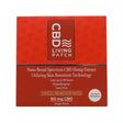A red package of CBD Living Patch containing one topical reservoir patch. The label highlights 60mg nano broad spectrum CBD hemp extract, up to 96 hours of use, hypoallergenic, and latex-free.