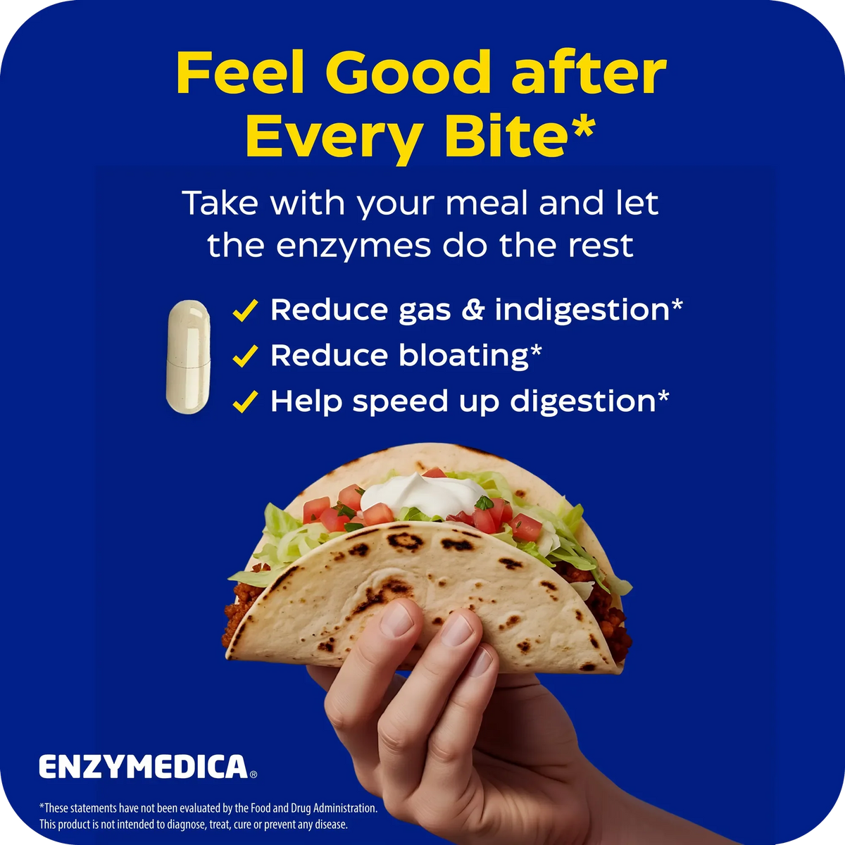 Enzymedica Digest Complete supplement facts: 250 mg enzyme blend per capsule with amylase, protease, cellulase, lipase and lactase