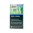 Box of Gaia Herbs Male Libido supplement with an image of oat stalks, promoting traditional herbs for healthy stamina and vitality. Contains Tribulus, Saw Palmetto, Maca, and Gaia-grown oats; includes 60 vegan liquid phyto-caps.