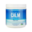 A short container of Natural Vitality CALM Plus Calcium in original unflavored variety, an anti-stress magnesium supplement drink mix. The packaging includes the Non-GMO Project Verified seal on a blue and teal label.