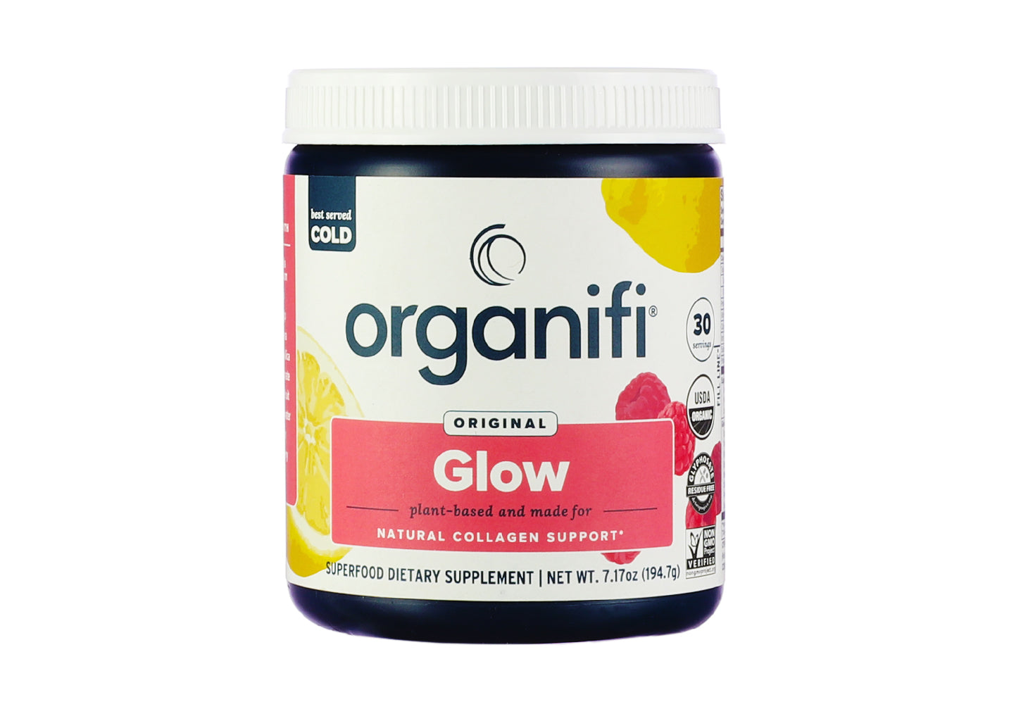 organifi glow powder 7.17 ounces raspberry lemonade 30 servings
