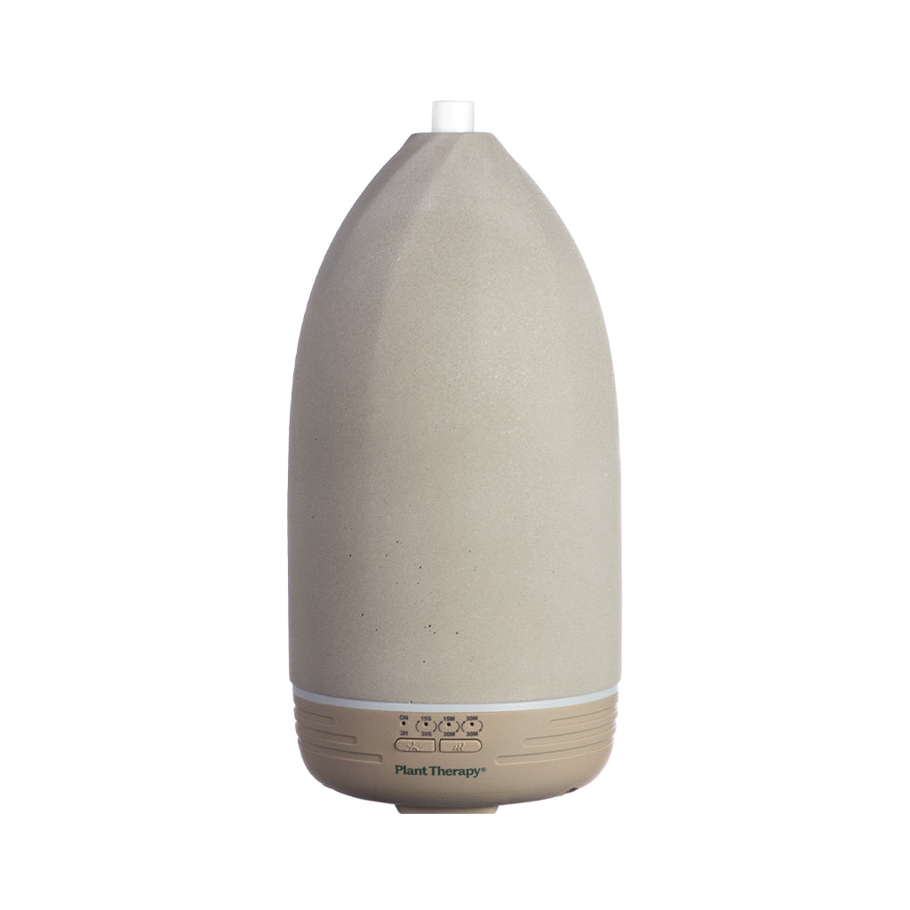 Plant Therapy Metro Stone Diffuser, front view showing sleek, neutral-toned diffuser with minimalist design for essential oil aromatherapy.