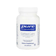 A white bottle of Pure Encapsulations Cortisol Calm dietary supplement, containing 120 capsules. The label states it supports relaxation, sleep, and mood, and highlights that it is gluten-free, non-GMO, and hypoallergenic. The packaging has a clean design with blue and gray text.
