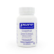 A white bottle of Pure Encapsulations "Grapefruit Seed Extract" dietary supplement containing 120 capsules. The label notes it helps maintain a healthy gastrointestinal tract and is gluten-free, non-GMO, and hypoallergenic.