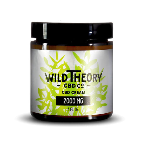 A jar of Wild Theory CBD Cream Extra Strength with a label showing the brand name, CBD Co., and the product strength of 1000mg.