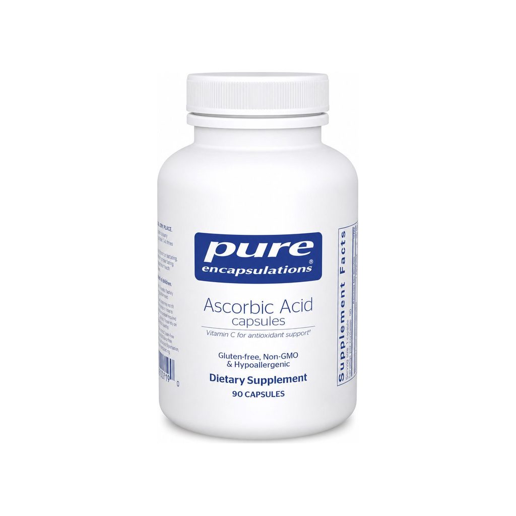 Pure Encapsulations Ascorbic Acid 90 capsules front bottle label