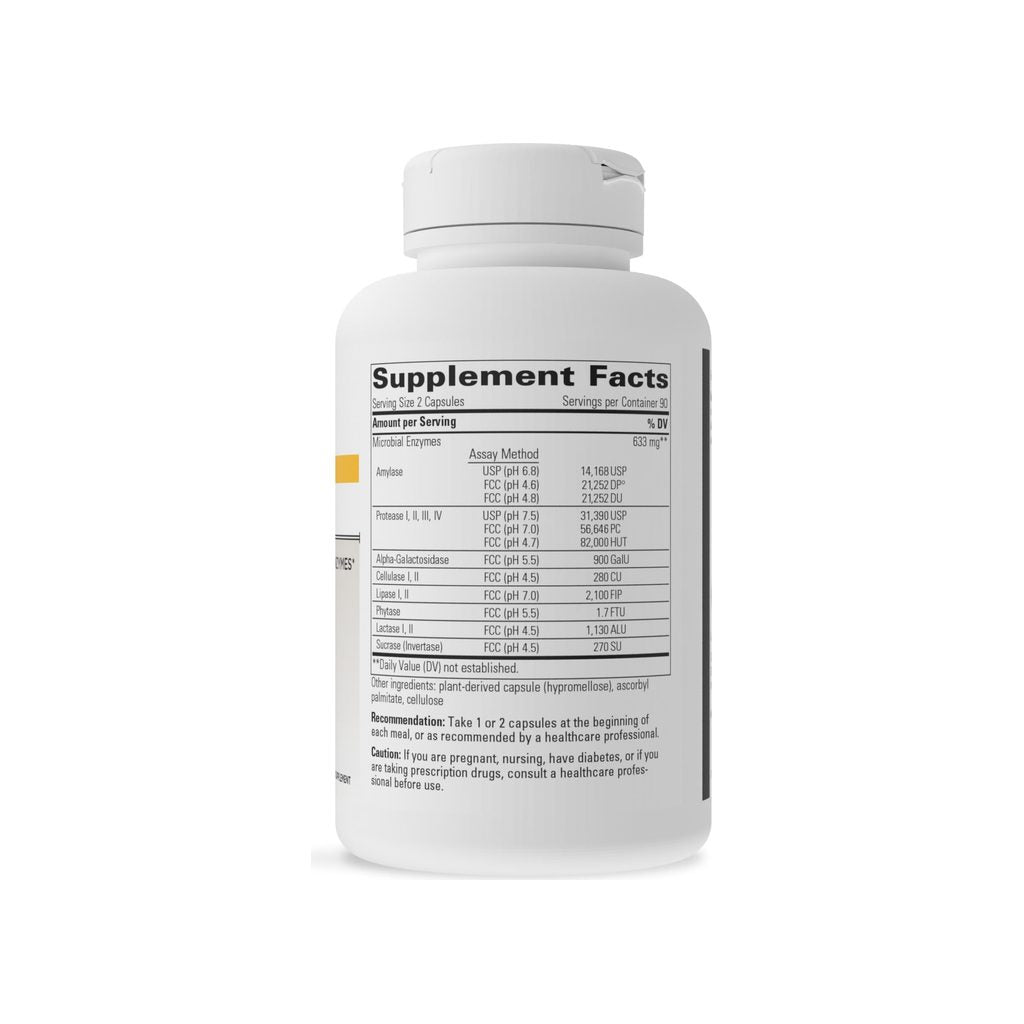 Integrative Therapeutics Similase BV Capsules supplement facts panel listing enzymes and serving size