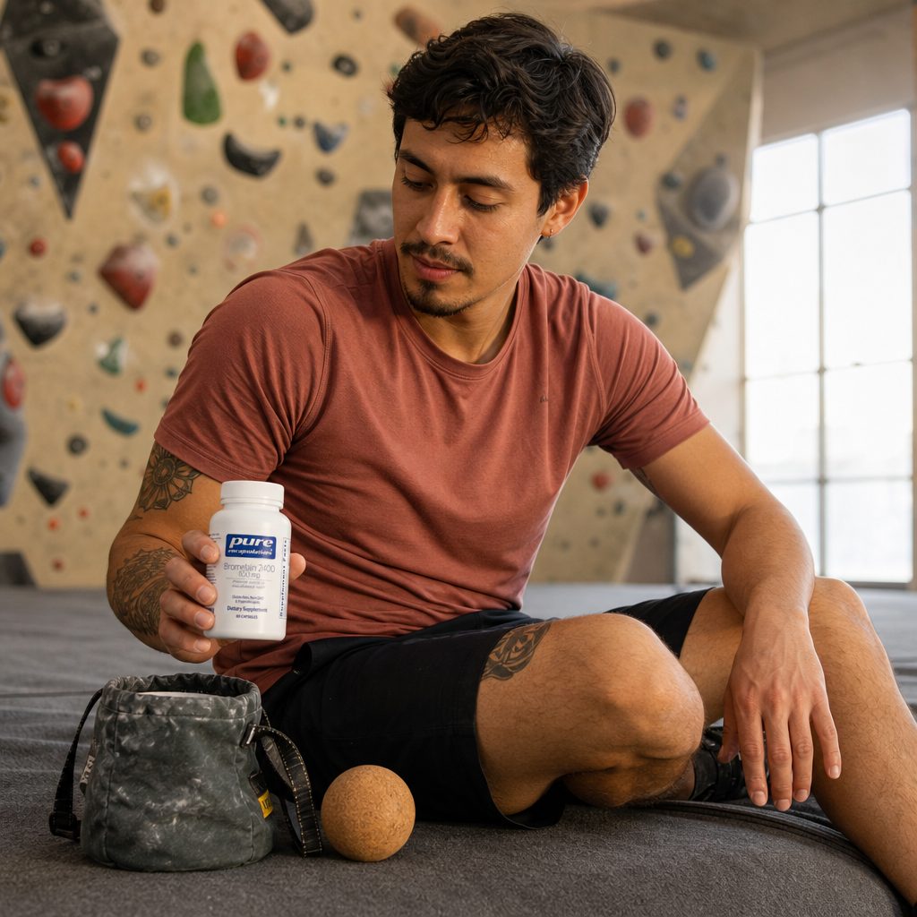 Pure Encapsulations Bromelain 2400 500 mg capsule bottle shown with white supplement packaging
