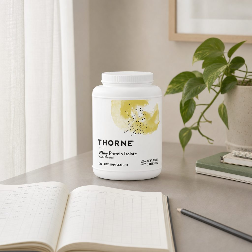 Thorne Research Whey Protein Isolate Vanilla back label with directions and product details