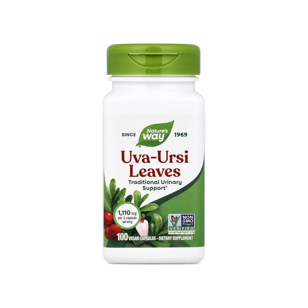 Nature's Way Uva Ursi Leaves bottle front label, 100 vegan capsules