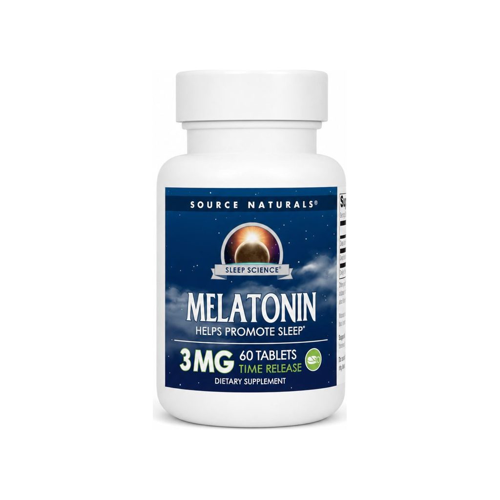 Source Naturals Sleep Science Melatonin Timed Release 3 mg 60 tablets front bottle label