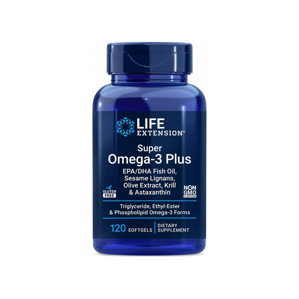 Life Extension Super Omega-3 Plus 120 softgels bottle front label
