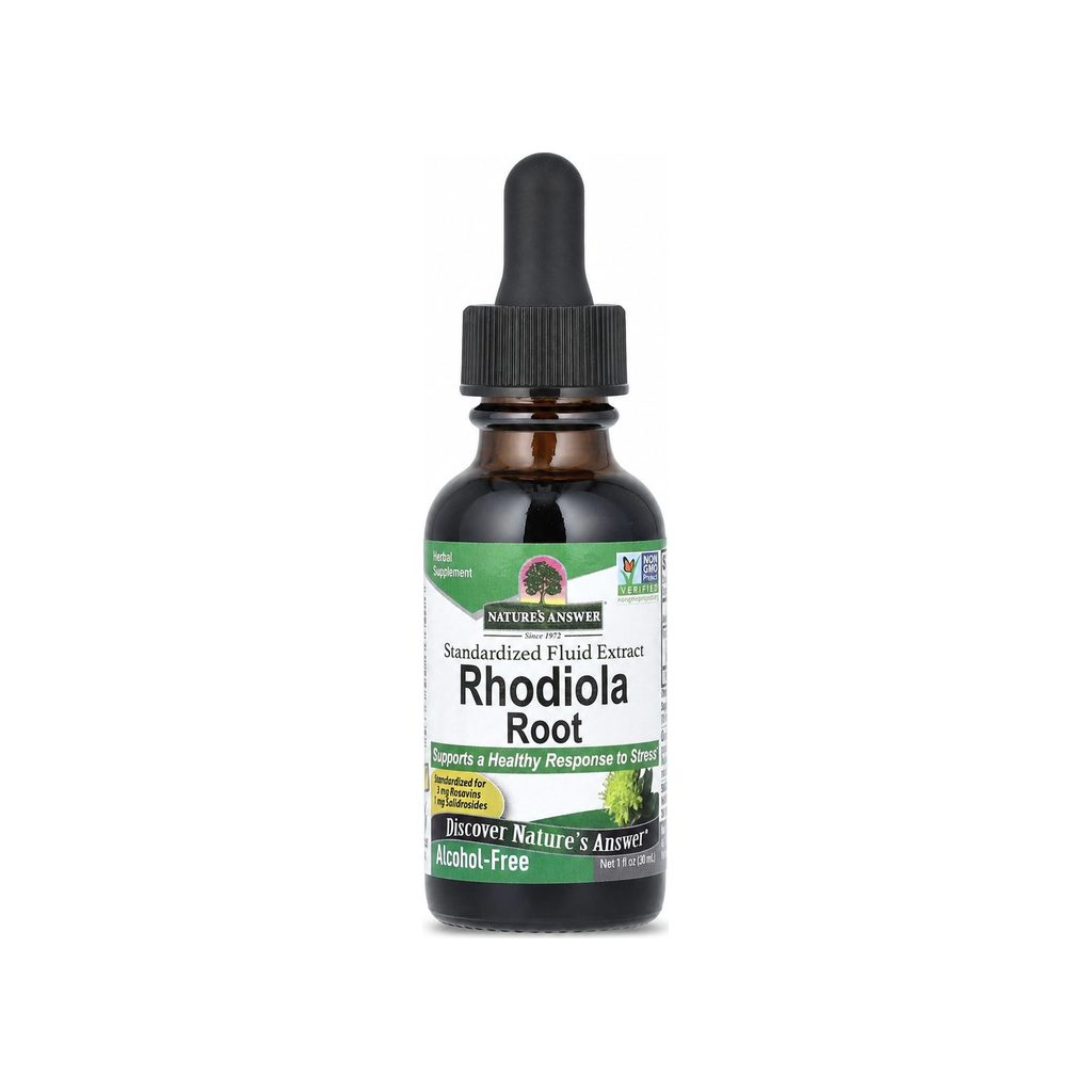 Nature's Answer Rhodiola Root Alcohol-Free 1 oz bottle with front label