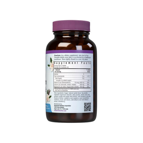 Bluebonnet EarthSweet Calcium Magnesium D3 supplement facts panel listing ingredients and serving size