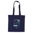 A navy blue tote bag featuring the Wild Theory CBD Co 'Outer Limits' design with a UFO, constellations, and the phrase 'Where is your limit?' along with 'CBD + THC' text, creating a celestial-themed aesthetic.