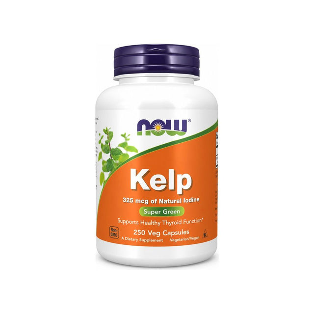 NOW Foods Kelp 325 mcg 250 Veg Capsules bottle with front label