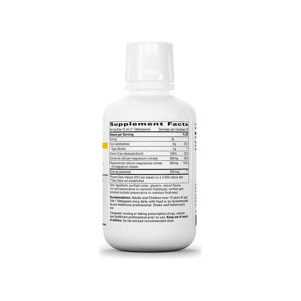 Integrative Therapeutics Liquid Calcium Magnesium Berry Flavor supplement facts panel with dosage and ingredients