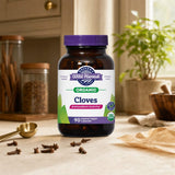 Oregon's Wild Harvest Cloves 90 capsules bottle side label with suggested use details