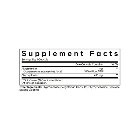 Codeage Akkermansia Capsules supplement facts panel listing ingredients and serving size