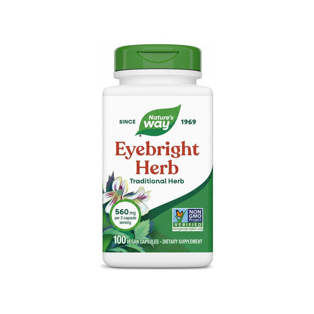 Nature's Way Eyebright Herb 100 vegan capsules front bottle label