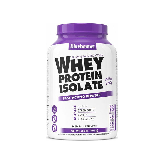Bluebonnet Nutrition Whey Protein Isolate Original 2.2 lb tub front label