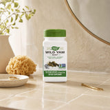 Nature's Way Wild Yam Root 425 mg bottle showing side label and quality badges