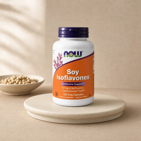 NOW Foods Soy Isoflavones side label with supplement facts and suggested use