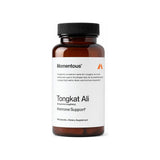 Momentous Tongkat Ali Capsules bottle front label, 60 capsule botanical supplement