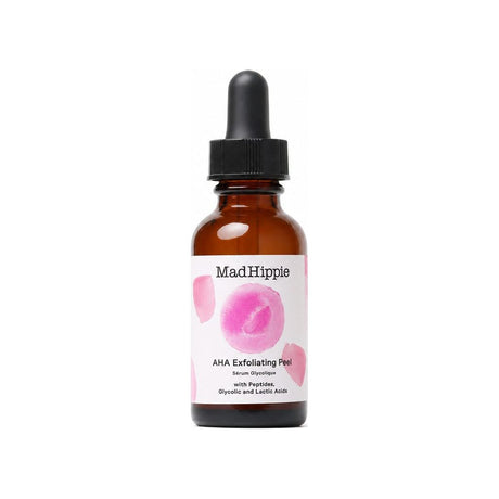 Mad Hippie AHA Exfoliating Peel bottle and box with peptides, glycolic, and lactic acids