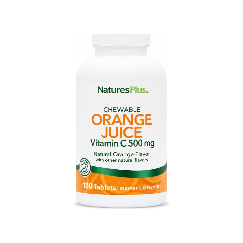 NaturesPlus Orange Juice Vitamin C 500 mg Chewables 180-tablet bottle front label
