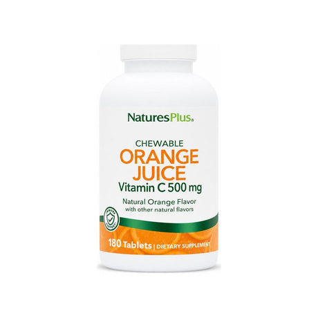 NaturesPlus Orange Juice Vitamin C 500 mg Chewables 180-tablet bottle front label